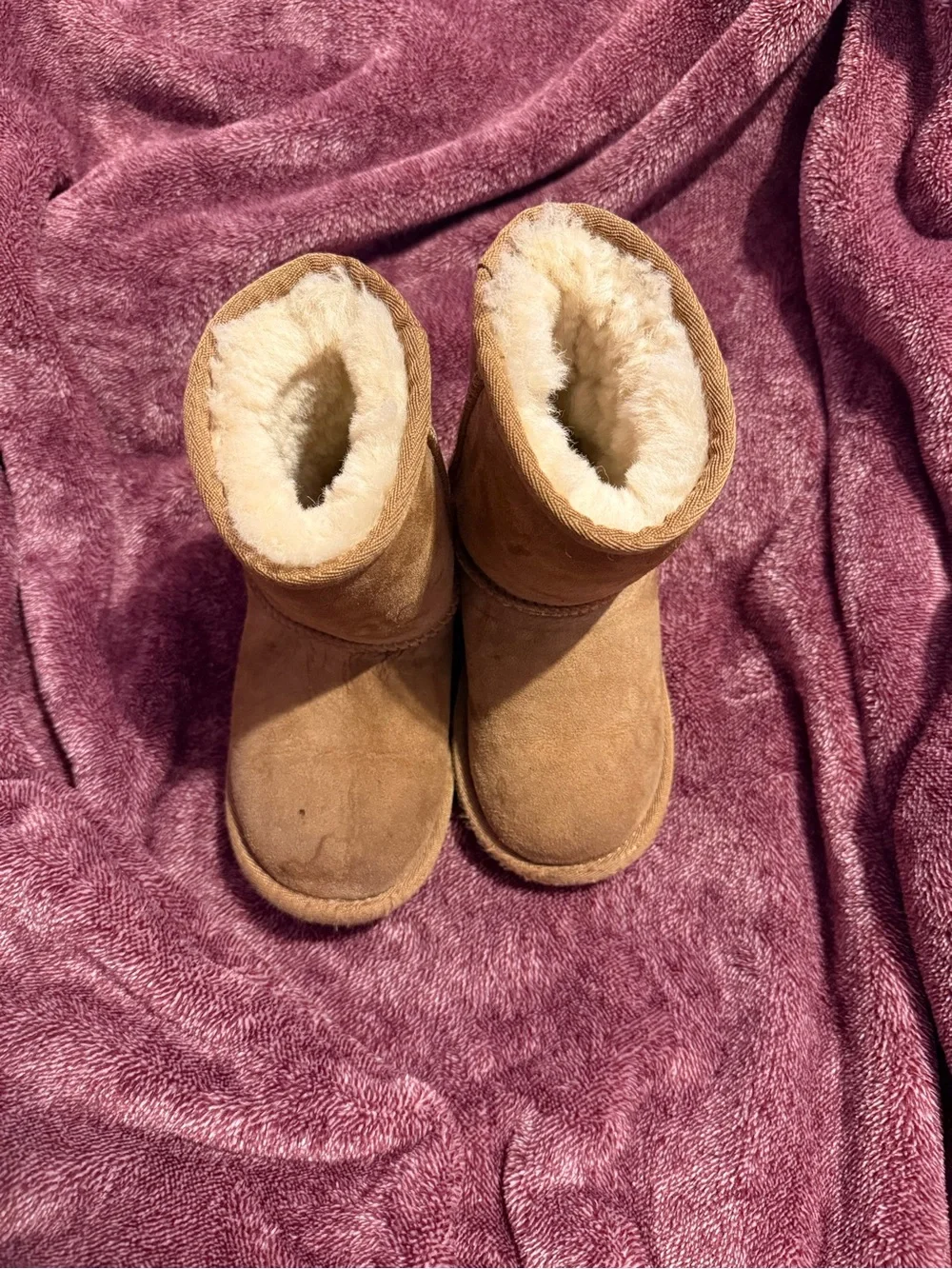 UGG Mini Shearling Boots - Chestnut Suede with Cream Lining